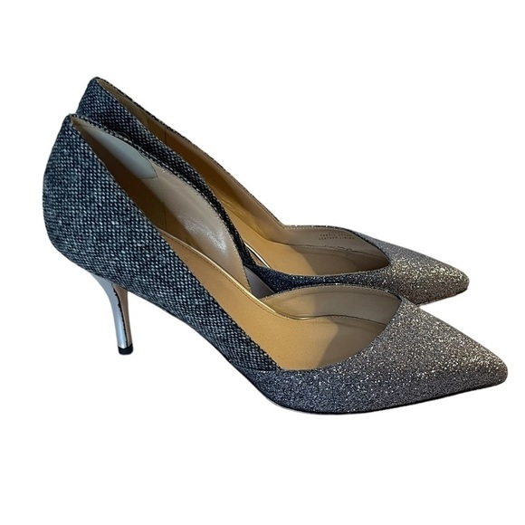 NWOT Jcrew Elsie made in Italy silver glitter metallic and tweed pump - Picture 7 of 9